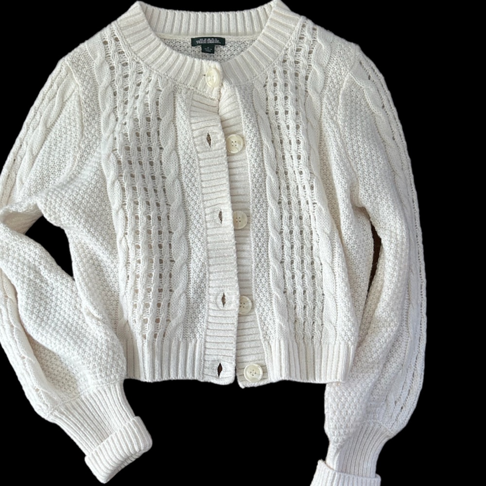 Cream Wild Fable Cardigan with puff sleeves size M